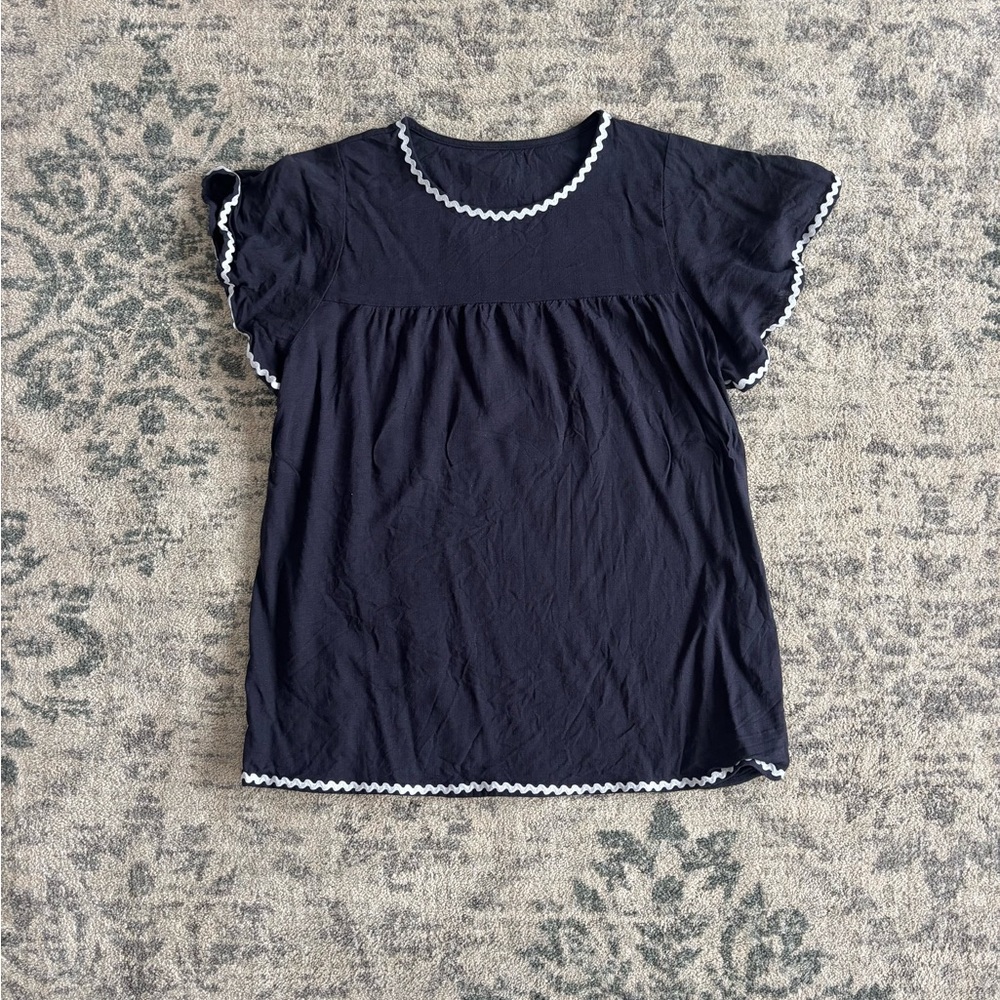 Black Ruffle Sleeve Top